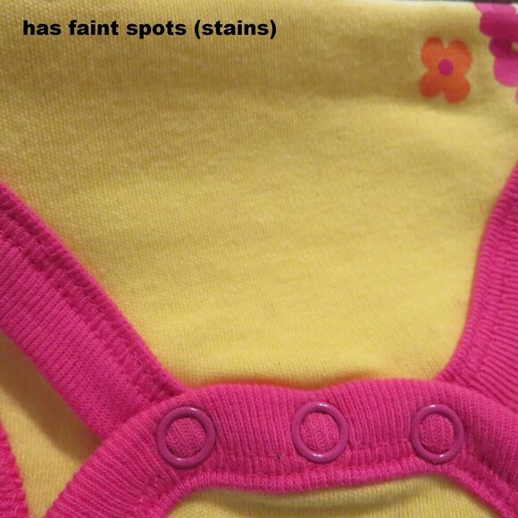 Baby Disney Minnie Mouse Bodysuit 3-6Mo glittered pink & yellow floral - Picture 7 of 8